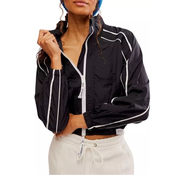 FP Movement by Free People Jackets & Blazers - NWT Free People Movement Varsity Blues Jacket Black/White Small